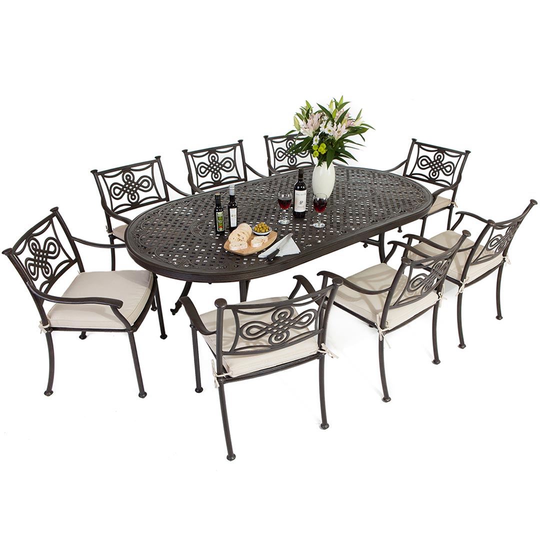 Cast Aluminium 8 Seat Oval Dining Set