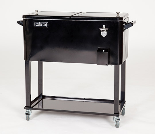 Patio Cooler Cart Garden Fridge Black